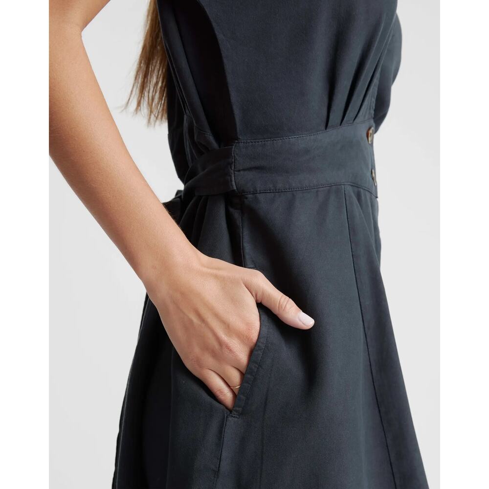 Quince Navy V-Neck Button-Front Mini Dress - Picture 5 of 11